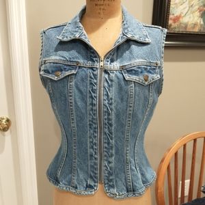 Limited sleeveless blue jean jacket